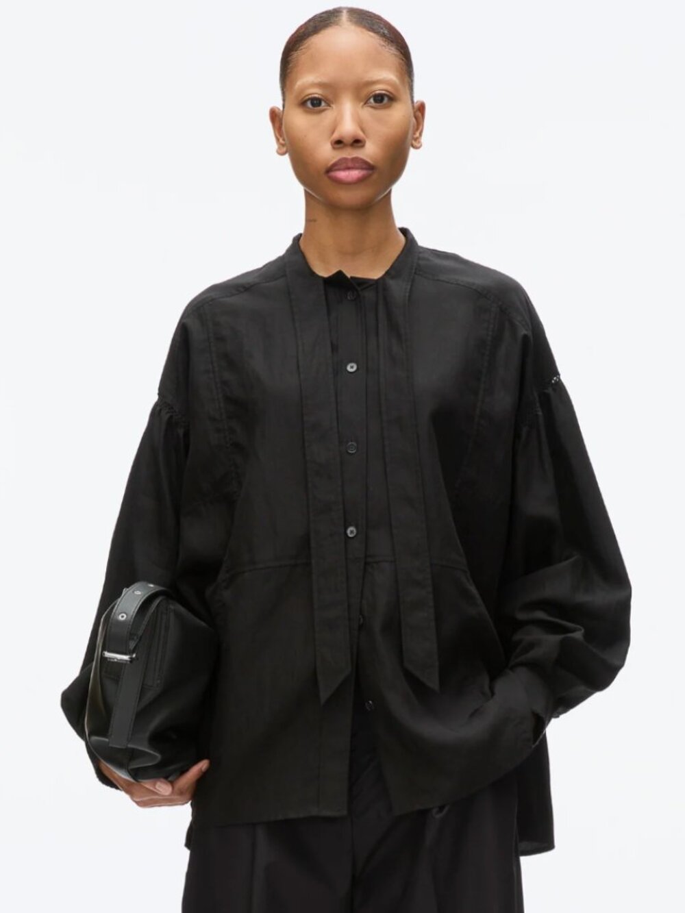 3.1 PHILLIP LIM BLACK TIE-NECK BLOUSE SIZE 6
